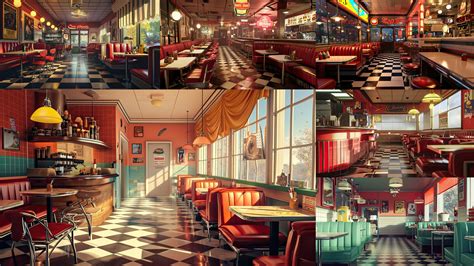 ArtStation - 205 arts - Vintage American Diner Environment - Interior ...