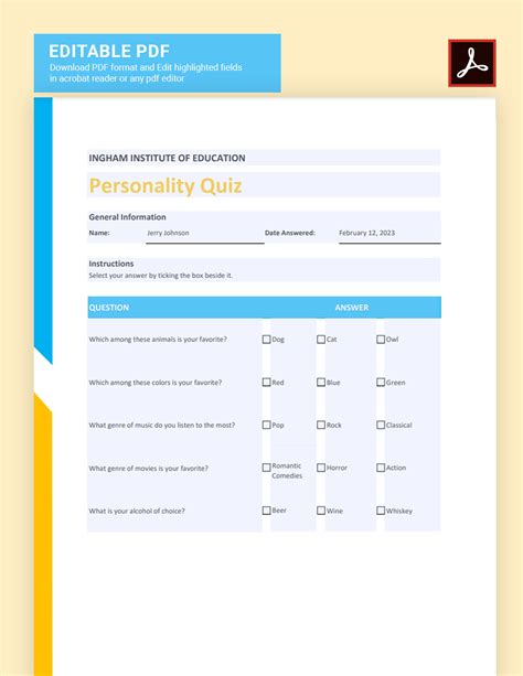 Personality Quiz Template in Word, Google Docs, PDF, Pages - Download ...