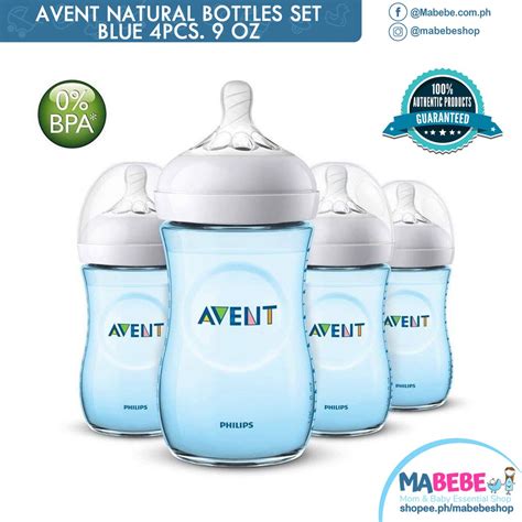 Mabebeshop Philips Avent Natural 9oz 260ml 4pcs Pack Feeding Bottles