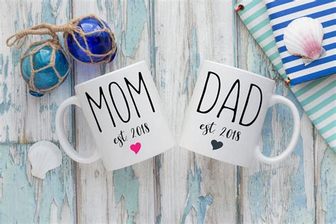 Personalized Mom And Dad Coffee Mug Set Mommy And Daddy To Be Etsy