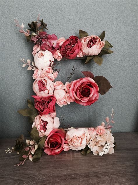 Floral Letter Diy E Peony Rose Flower Letters Diy Flower Letters