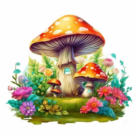 Premium Ai Image Illustration Of A Mushroom House In The Middle Of A