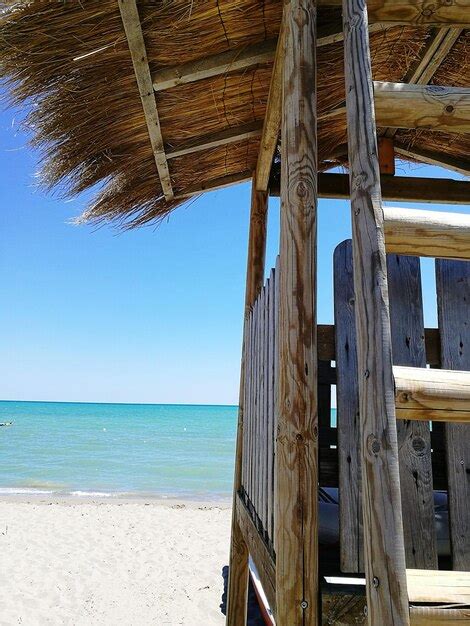 Premium Photo View Of Beach Against Clear Blue Sky