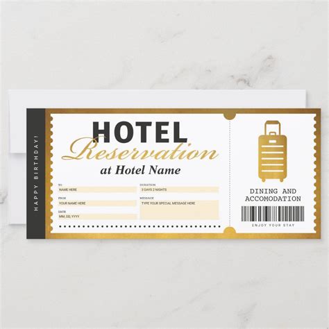 Hotel Stay Reservation Gold Voucher Certificate Zazzle Printable