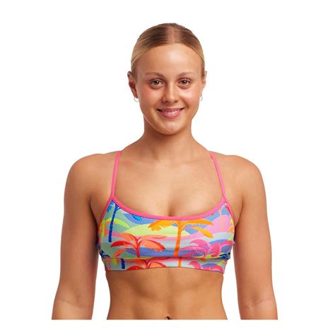 Funkita Swim Crop Poka Palm Bikini Top Multicolor Swiminn