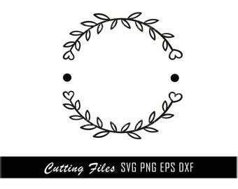 Wire Wreath Svg Craft Pattern Leaf Wreath Svg Monogram Frame Svg