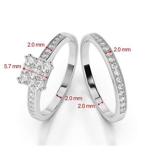 Gold Platinum Round Cut Diamond Bridal Set Ring Agdr 2029