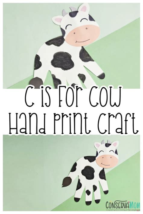 C Is For Cow Craft Handprint Cow Craft Conservamom