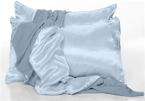 Morning Blue Satin King Pillowcases Set Of 2 Satin Pillowcase Satin Pillow Blue Satin