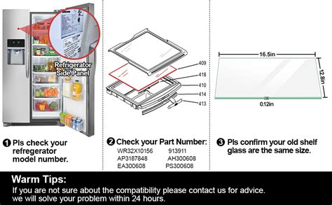 Ultra Durable Wr32x10156 Refrigerator Glass Shelf Replacement Compatible With Ge