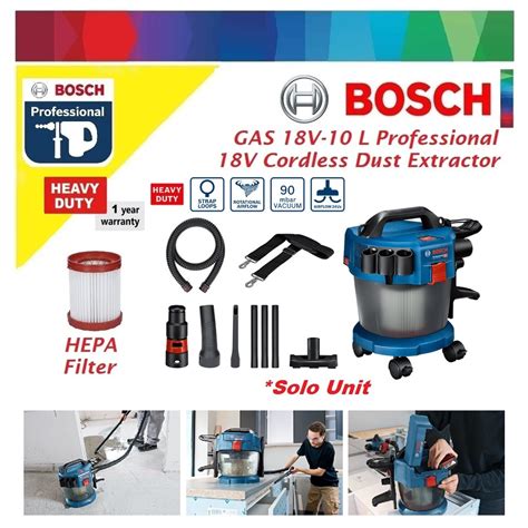 Bosch GAS 18V 10L Cordless Dust Extractor Vacuum Cleaner Solo