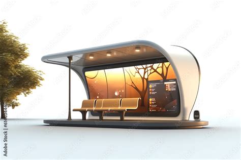 Generative Ai Bus Stop On White Background Isolated D Illustration