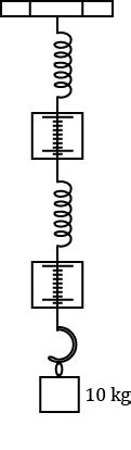 A Light Spring Balance Hangs From The Hook Of The Other Light Spring