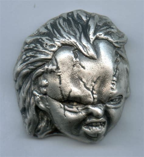 Chucky Doll Head Horror 4 Troy Oz .999 Fine Silver Poured Bar MK BarZ ...