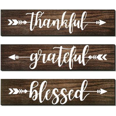 Gracie Oaks Thankful Grateful Blessed Wall Decor Set