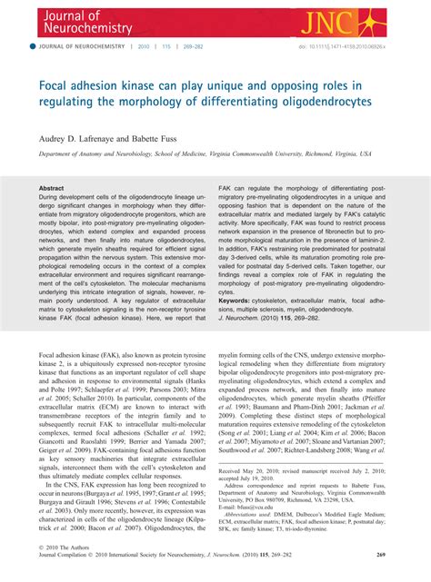 Pdf Focal Adhesion Kinase Fak Can Play Unique And Opposing Roles In