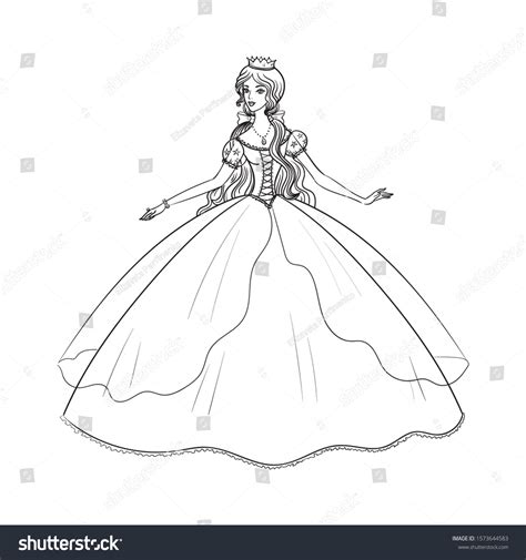 Beautiful Woman Ball Gown Vector Illustration Stock Vector Royalty