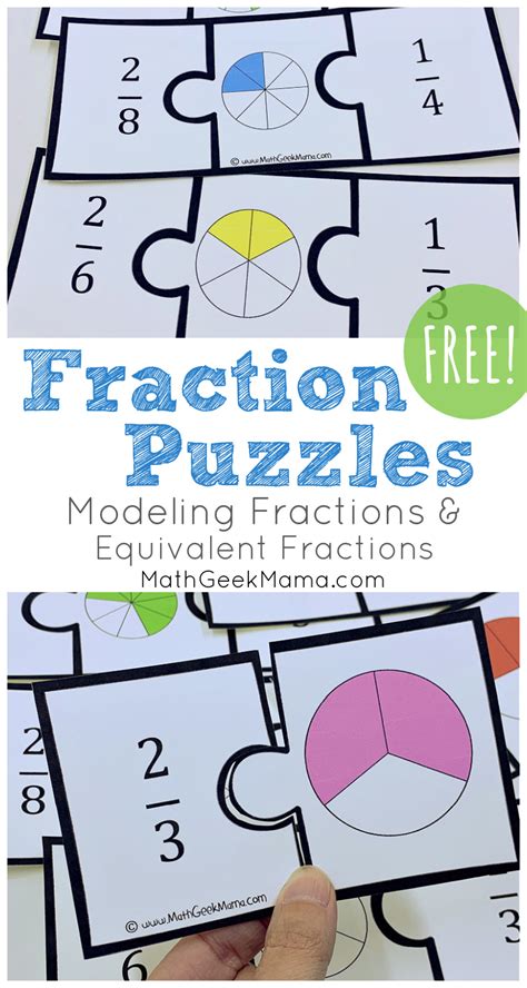 Modeling Fractions Equivalent Fractions FREE Puzzles