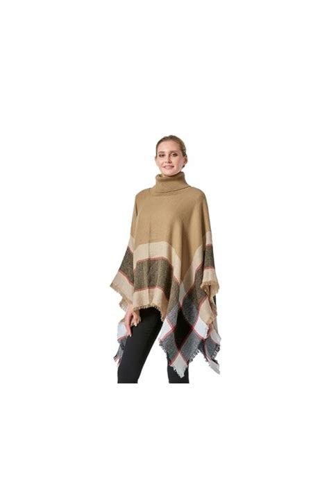 Zistrcbao Ponchos Vintage Boh Me Femmes Col Roul Poncho Tricot