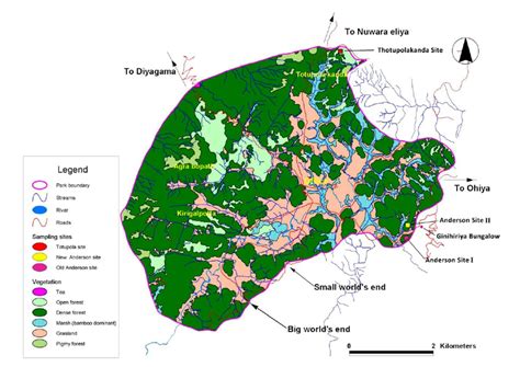 Map Of Horton Plains National Park Showing Sampling Sites Download