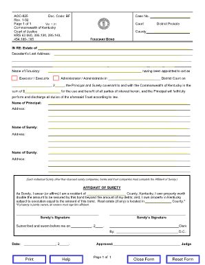 Fillable Online Fiduciary Bond Forms Fax Email Print Pdffiller