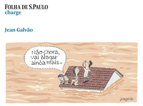 Charge da Folha debochando de tragédia no RS revolta web