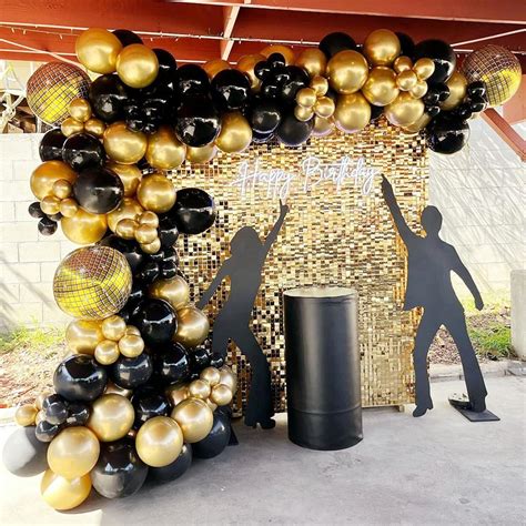 Kit De Arco De Guirnalda De Globos Negros Y Dorados Globos De