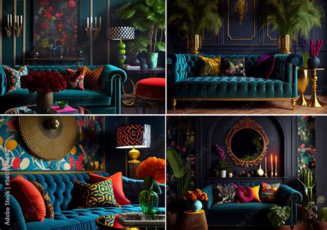 Colourful interior design inspiration with vintage elements, dark walls ...