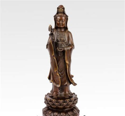 12 China Tibet Bronze Lotus Guanyin Kwan Yin Bodhisattva Brass Statue