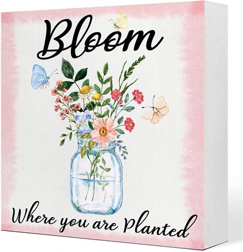 Amazon Spring Desk Decor Bloom Where You Are Planted Wood Sign