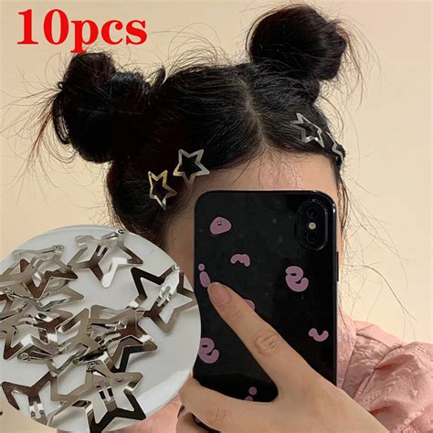 10 20 Pcs Girls Silver Star Hair Clips Women Cool Cute Metal Star Hair