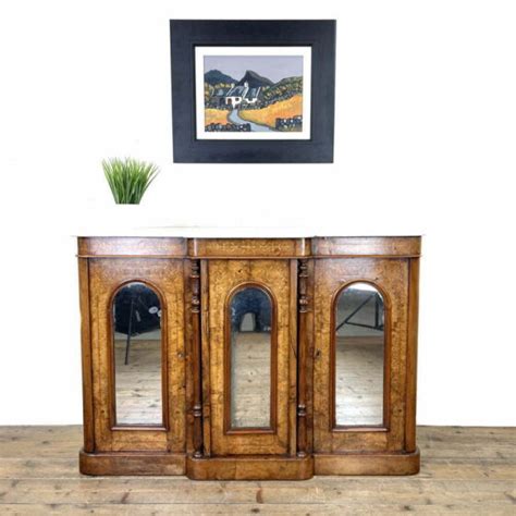 Victorian Inlaid Walnut Credenza With Marble Top M Penderyn