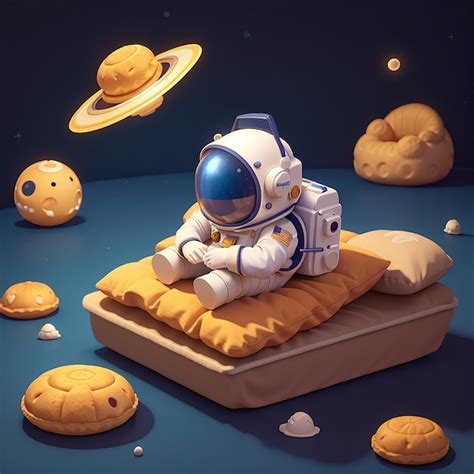 Premium Photo Cute Astronaut Sleeping On Bread Space Cartoon Vector