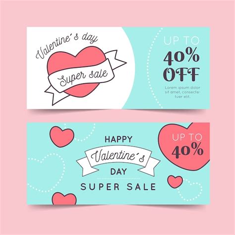 Free Vector Flat Design Valentine S Day Sale Banners Pack