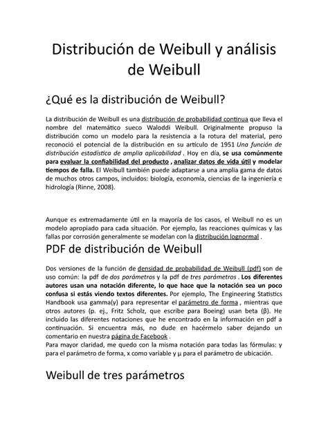 An Lisis Weibull Formulas Distribuci N De Weibull Y An Lisis De