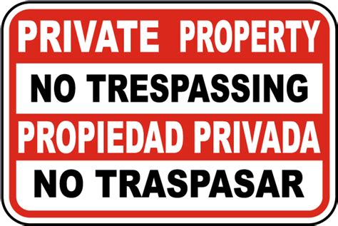 Bilingual Private Property No Trespassing Sign Get 10 Off Now