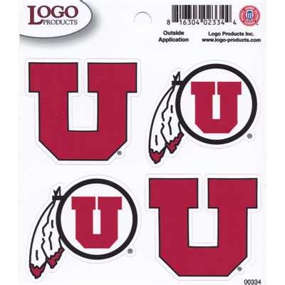 Utah Utes Logo Decal Sheet - 4 Decals