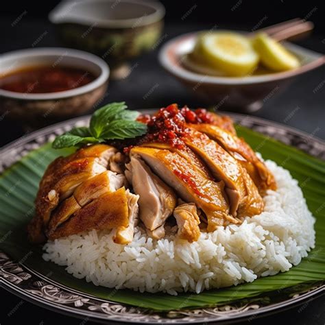 Premium Ai Image Malaysian Chicken Rice On A Plate