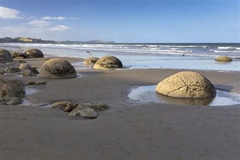 Moeraki Boulders On The Beach In The Evening Light