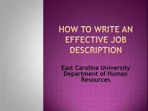 Ppt How To Write An Effective Job Description Powerpoint Presentation