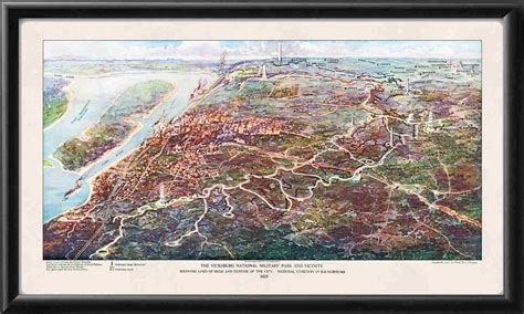 Vicksburg National Military Park 1925 Restored Birds Eye View Map