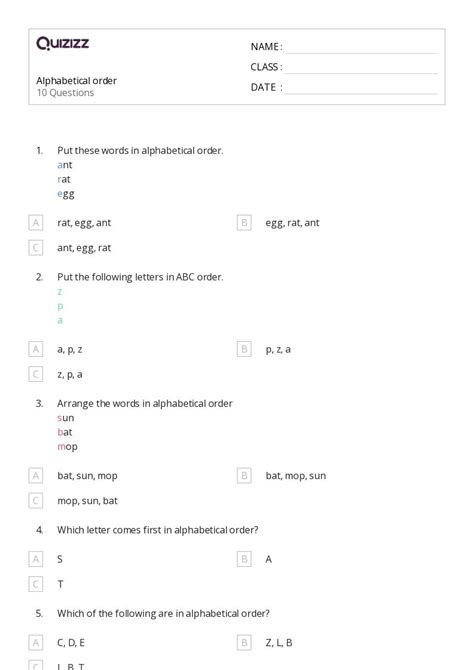 50 Alphabetical Order Worksheets On Quizizz Free And Printable