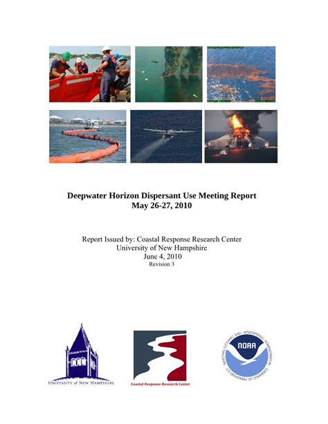 PDF Deepwater Horizon Dispersant Use Meeting Report May Deepwater