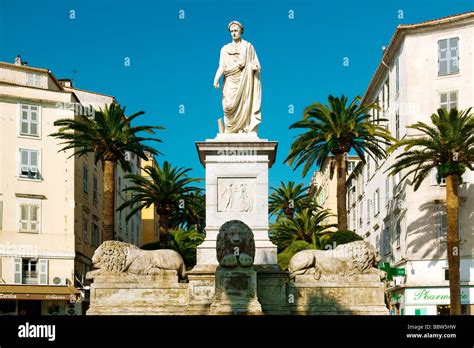 Napoleon Place Foch Four Lions Fountain Ajaccio Corsica France Stock