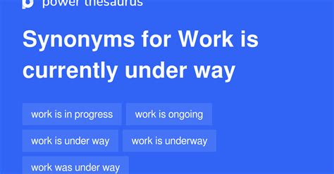 Work Is Currently Under Way synonyms - 41 Words and Phrases for Work Is Currently Under Way