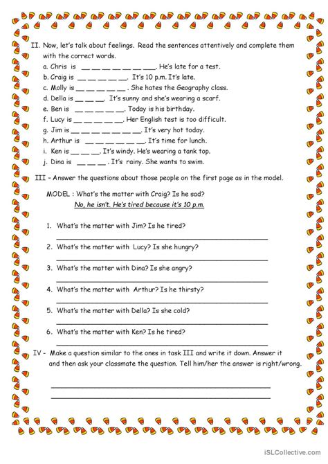 Expressing feelings: English ESL worksheets pdf & doc