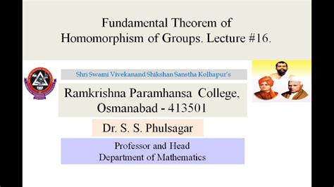 Fundamental Theorem Of Homomorphism Of Groups Lecture 16 YouTube