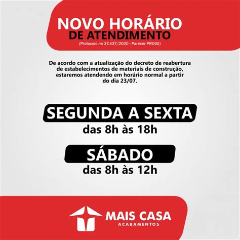 NOVO HORÁRIO DE ATENDIMENTO Segunda a Sexta das 8h às 18h Sábado das