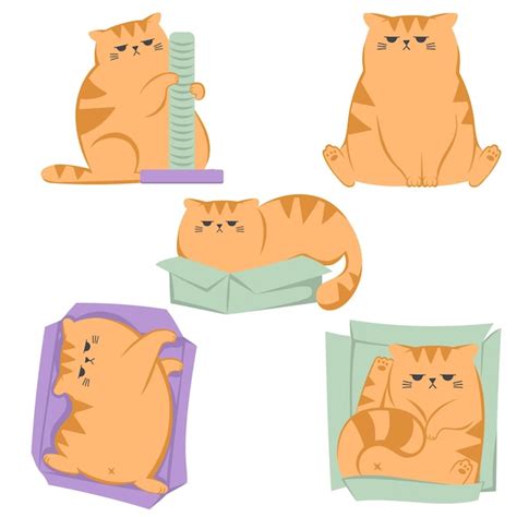 Premium Vector Cute Cat Sticker Cat Vector Set