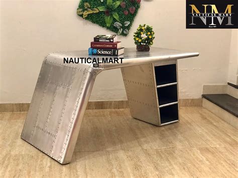 Nauticalmart Aviator Wing Desk Aluminium Table Home Office Aviator